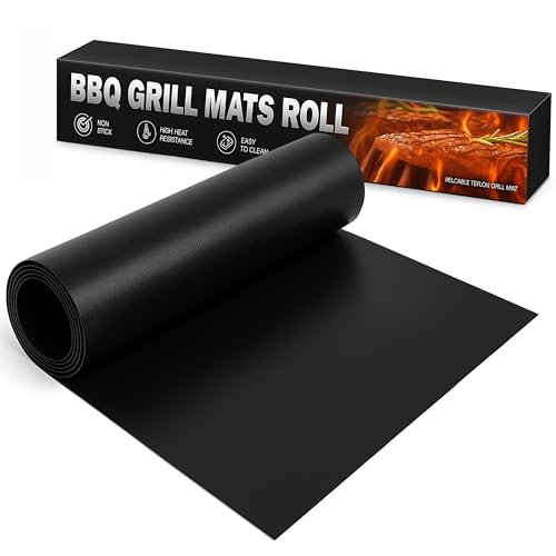 BBQ Grillmatte,Antihaft Grillmatten,Wiederverwendbar Backpapier Zuschneidbare Größe,PFOA Frei Grillplatte für Holzkohlegrill,Grill,Backofen (1, 33cm*4M) von Sensylectra