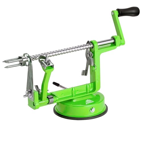 ARSUK Apfelschäler 3-in-1, Edelstahl Apfelschneider mit Saugfuß, Schäler, Entkerner und Schneider, Verstellbarer Schälarm, Spülmaschinenfest, Ideal für Äpfel, Birnen und Kartoffeln von ARSUK