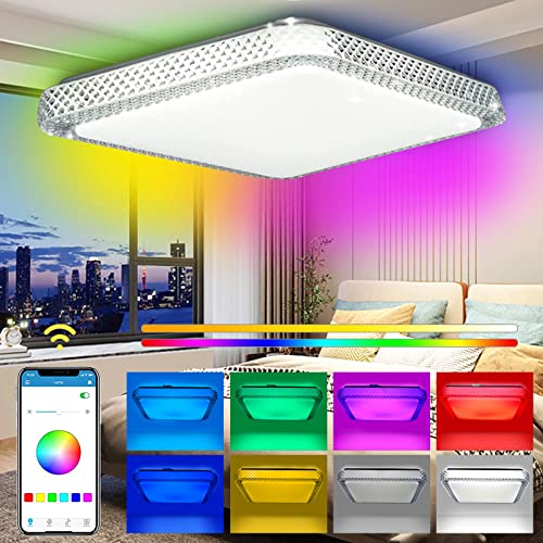 Sentasi LED-Deckenlampe Farbwechsel, 30W RGB Dimmbare LED-Deckenlampe Ø28CM IP44 APP Control LED-Deckenlampe Kaltweiß Warmweiß Für Wohnzimmer, Schlafzimmer, Küchenlampe von Sentasi