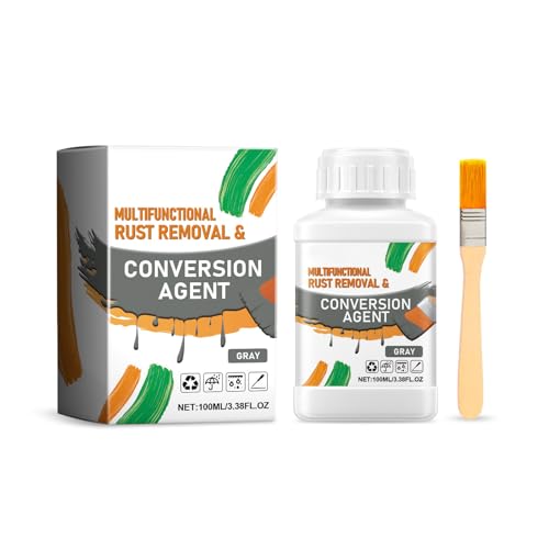 Sentechx Multifunktionales Rostentfernungs- und -umwandlungsmittel, 100ML Anti-Rost-Metallfarbe mit Pinsel, wasserfeste schnell trocknende Rostschutzfarbe auf Wasserbasis für Metall (Grau, 100ml) von Sentechx