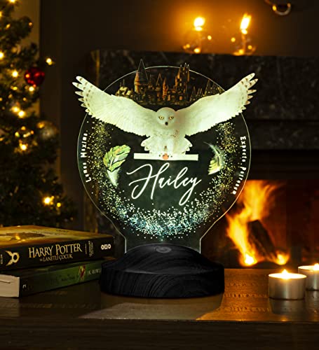 Sentidos 3D Led-Nachtlicht Geschenke Lampe Jungen Kind Kinder Geburtstagsgeschenke Schreibtischlampe Schlafzimmer Taufgeschenk (Hedwig Personalisiert) von Sentidos