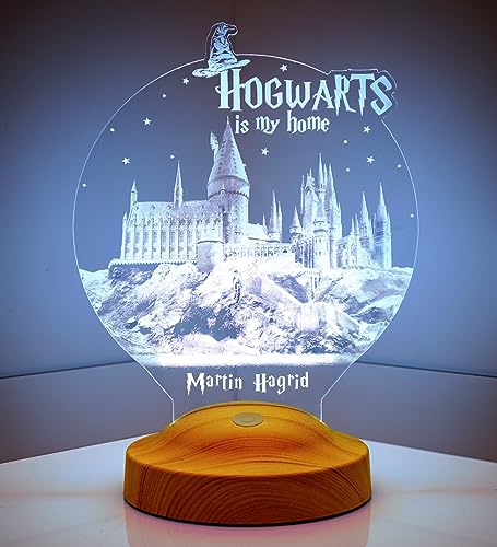 Sentidos 3D Led-Nachtlicht Geschenke Lampe Jungen Kind Kinder Geburtstagsgeschenke Schreibtischlampe Schlafzimmer Taufgeschenk (Hogwarts mit Namen) von Sentidos