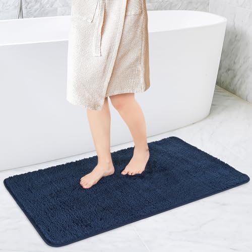 Sentidos Badematte 60 x 100 cm Marineblau Badeteppich rutschfeste maschinenwaschbar weicher Badezimmerteppich Wasserabsorbierend Badvorleger für Badewanne Dusche Küche Badmatten badteppich von Sentidos