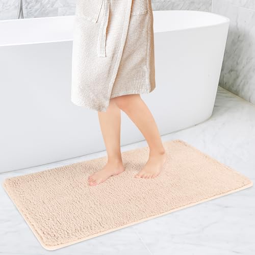 Sentidos Badematte Badteppich ÖKO-TEX Badezimmerteppich G (2 teilig Set (50 x 80 cm und 40 x 50 cm), Beige) von Sentidos