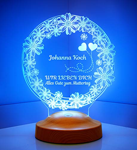 Sentidos Personalisierte Geschenke Premium 3D Led Lampe Muttertagsgeschenk Nachttischlampe für Weihnachten Geburtstag Partnergeschenk… (Gänseblümchen) von Sentidos