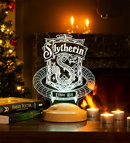 Sentidos Slytherin Led-Nachtlicht Geschenke Lampe Geburtstagsgeschenke für Schlafzimmer (Slytherin Personalisiert) von Sentidos