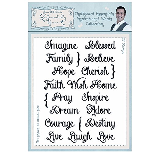 SENTIMENTALLY Yours von Phill Martin A5 Kreidetafel Essentials Inspirierende Worte Kollektion Clear Stamp Set, Polymer, 10 x 15 x 0,8 cm von Sentimentally Yours