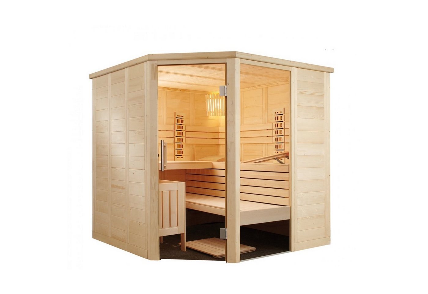 Sentiotec Sauna Sentiotec Alaska Corner Infra+ Massivsauna Saunakabine Inkl. 2 von Sentiotec