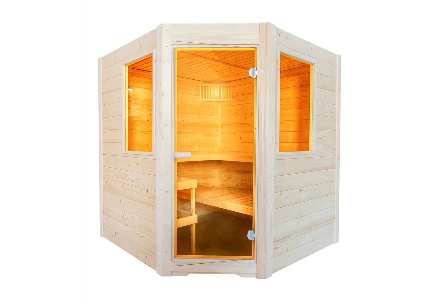 Sentiotec Sauna Sentiotec Basic Corner Massivsauna aus Fichte Saunakabine ca. von Sentiotec