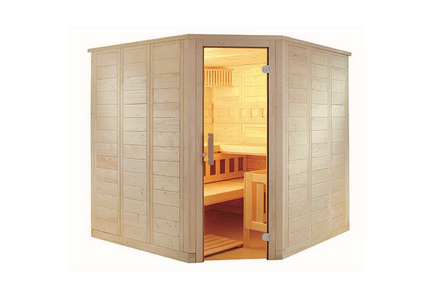 Sentiotec Sauna Sentiotec Wellfun Corner Massivsauna aus Fichte Saunakabine ca. von Sentiotec