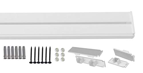 1-2- läufig Gardinenschiene Vorhangschiene Set Vorgebohrt mit Seitendeckel und Montagezubehör 1-laufig 120cm von Sento Gardinenstangen