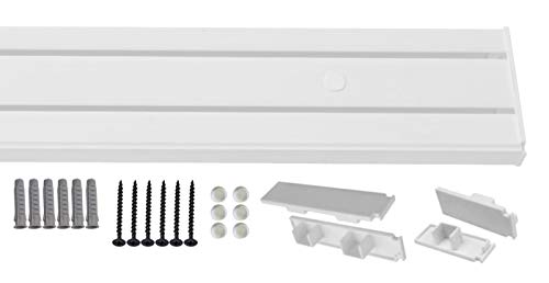 1-2- läufig Gardinenschiene Vorhangschiene Set Vorgebohrt mit Seitendeckel und Montagezubehör 2-laufig 100cm von Sento Gardinenstangen