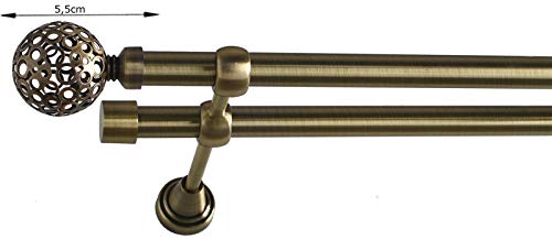 Sento 19/19mm Metall Gardinenstange Vorhangstange 2-läufig Messing Antik Classic Adel 140 cm von Sento