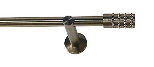 Sento 19mm Metall Gardinenstange Vorhangstange 1-läufig Edelstahl Optik Modern AIDA 240 cm von Sento