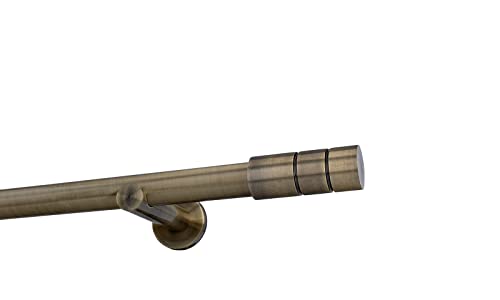 Sento 25mm Metall Gardinenstange Vorhangstange 1-läufig Messing Antik Modern 280 cm (2x140cm) ILUSION von Sento