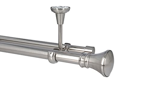 Sento Gardinenstange Vorhangstange 25/19mm 2-läufig Deckenmontage Edelstahl Optik 240 cm PRYMA von Sento