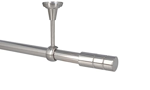 Sento Gardinenstange Vorhangstange 25mm 1-läufig Deckenmontage Edelstahl Optik 240 cm ILUSION von Sento