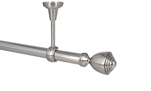 Sento Gardinenstange Vorhangstange 25mm 1-läufig Deckenmontage Edelstahl Optik 360 cm AVANTI von Sento