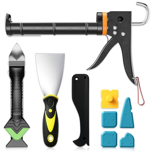 Sentoo Kartuschenpresse Set, Silikon-Kartuschenpistole und Werkzeug zum Entfernen von Dichtungsmasse, Fugenschaber für Badezimmer, Küche, Boden, Fenster, Spülbeckenfugen, Rahmen von Sentoo