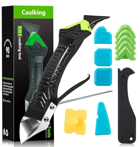 Silikonentferner Silikon Abzieher Silikonentferner Werkzeug Set 5 in 1 Stainless Steel Fugenmesser 6 Auswechselbar Silikonpads Dichtungsdüse ​für Küche Bad Boden Spüle Fenster Abdichtung von Sentoo