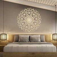 Blumenmandala | Wandkunst Holzdekoration Großes Mandala Wandbehang Holzdekor Geometrie Blume Geschenk Für Sie von SentopEU