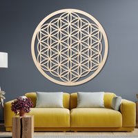 Hölzerne Blume Des Lebens Mandala Wanddekoration Für Wohnzimmer, Holz, Geschenk Sie von SentopEU