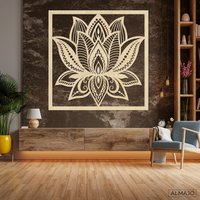 Lotus Blume, Wandkunst, Holzdekoration, Wandbehang, Holzdekor, Wohnzimmerdekor, Große Wandplatte, Yoga von SentopEU