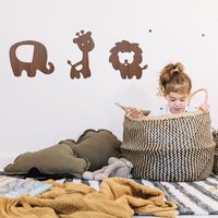 Safari Trio Wand Kinderzimmer Dekor, Baby-Dusche-Geschenk, Tiere, Holzwand Kunst von SentopEU