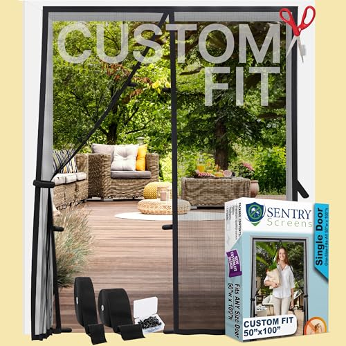 Magnetischer Fliegengitter, Fiberglas-Netz, robust, selbstschließend, zum Aufhängen, mit Magnetverschlüssen, 127 x 254 cm, Schwarz Sentry Screens von Sentry Screens