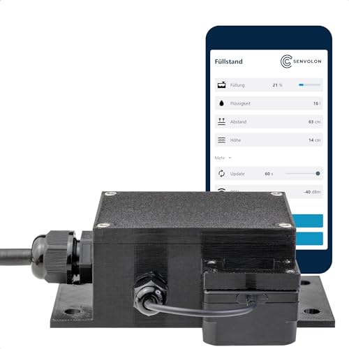 Senvolon Präzisions LiDAR WLAN Füllstandsanzeige und Füllstandsmesser für Zisterne o. Tank - Smartphone Steuerung, 12m Messdistanz, Smarthome Integration, Anschluss ext. WLAN Antenne, Made in Germany von Senvolon