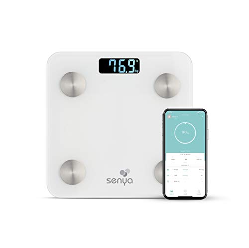 Senya Personenwaage mit Bluetooth, für eine tägliche Überwachung Ihrer Gesundheit über die Fitday-App, Weiß SYWB-S007, Glas von Senya