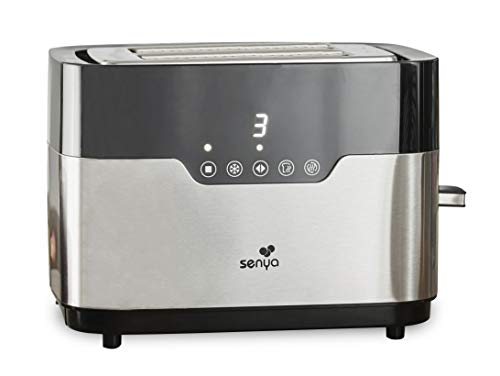 Senya Toaster Edelstahl Smart Toaster, 2 breite Spalten, taktile Tasten, LED-Schirm, Korpus aus Edelstahl 850W von Senya