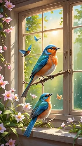 Senyanr 50x110cm Diamond Painting Erwachsene Vögel Blumen Szenerie,DIY Square Vollbohrer diamond painting groß Mosaik Diamant Kunst Stickerei Kreuzstich Bilder,Geschenk Wanddekoration von Senyanr