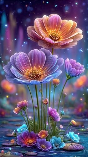 Senyanr 5D Fantasie-Blume Diamond Painting Runder Steine 100x210cm,Diamond Painting Set für Erwachsene Anfänger Strass Stickerei Diamant Painting Bilder Crystal Art Bastelset von Senyanr