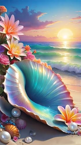 Senyanr 5D Muschelmeer Diamond Painting Eckige Steine 100x210cm,Diamond Painting Set für Erwachsene Anfänger Strass Stickerei Diamant Painting Bilder Crystal Art Bastelset von Senyanr