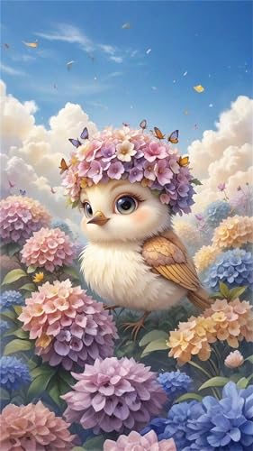 Senyanr Diamond Painting Groß XXL 20x50cm Runder Steine,Wolke Schöne Vögel 5D Diamant Painting Set Für Erwachsene DIY Kristall Strass Stickerei Set für Wohnzimmer Dekoration von Senyanr