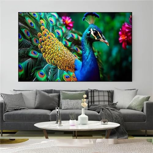 Tierischer Pfau Leinwand Bilder Poster Modern Wandbilder für Deko Wohnzimmer Schlafzimmer Wanddeko Pictures Posters 80x120cm von Senyanr