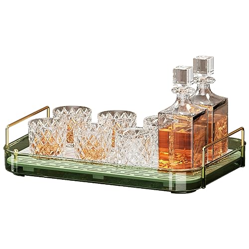 Seoneiro Whiskey-Tablett mit Becherhalter und Abflussbrett – Glas- und Kaffeetassen-Organizer, Weinglas-Dekor-Organizer, Lebensmitteltablett, Gewürzregal von Seoneiro