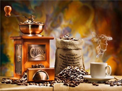 5D Diamond Painting Set für Erwachsene DIY Kaffeemühle Kaffee Stickerei Diamant Painting Bilder, Diamond Painting Zubehör Mosaik Malerei nach Zahlen Kits,für Home Wand Dekor 60x90cm HO-1552 von Sepeoha