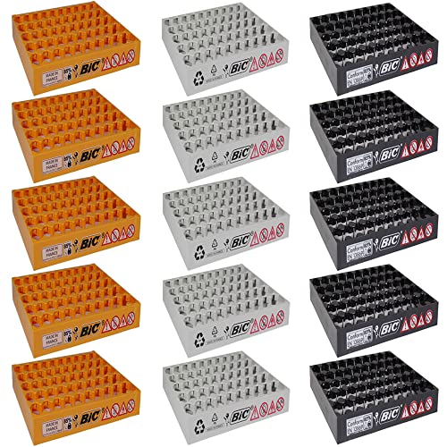 15x Feuerzeug Tray je 5X Orange, grau, schwarz Display leer Auftsteller für 50 BIC Maxi Feuerzeuge J26 und J38 von Sepilo
