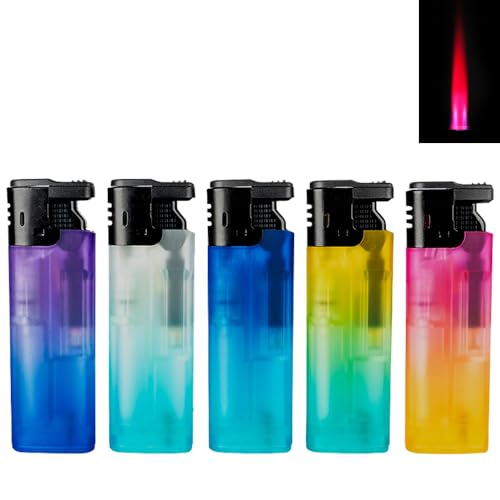 5X Sturmfeuerzeug Turboflamme Turbofeuerzeug Top Motive Turbo Flamme Feuerzeug mit Schutzkappe absolut windfest Gasfeuerzeug nachfüllbar (Color Gradient) von Sepilo