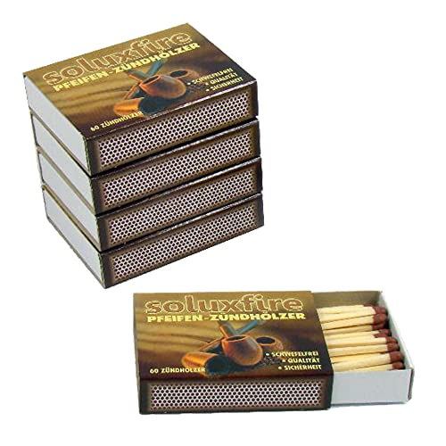 5er Pack Pfeifenhölzer Lange Streichhölzer Zündhölzer für Zigarren Pfeifen mit längerer Brenndauer als herkömmliche Hölzer (Soluxfire) von Sepilo