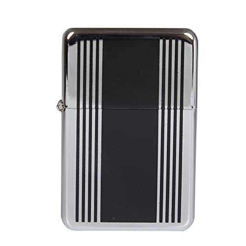 Benzinfeuerzeug American Style Benzin Feuerzeug Massiv Metall Sturmfeuerzeug Geschenk Outdoor Camping Verschiedene Designs und Farben - Serie B (Motiv 04 - Schwarz Chrom Streifen) von Sepilo