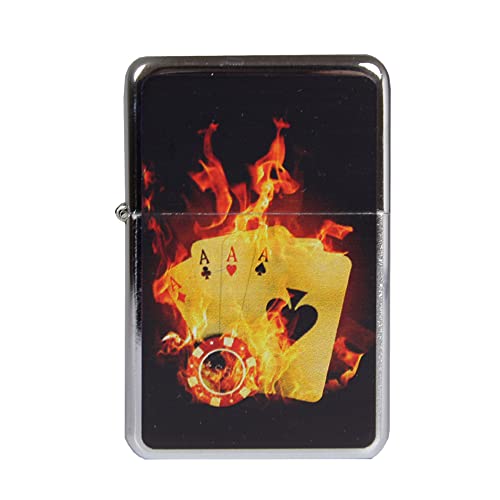 Benzinfeuerzeug American Style Benzin Feuerzeug robust Metall Sturmfeuerzeug Geschenk Outdoor Camping Windfest Wetterfest Designs Farben - Motivserie A (Motiv 15 - Burning Asses) von Sepilo