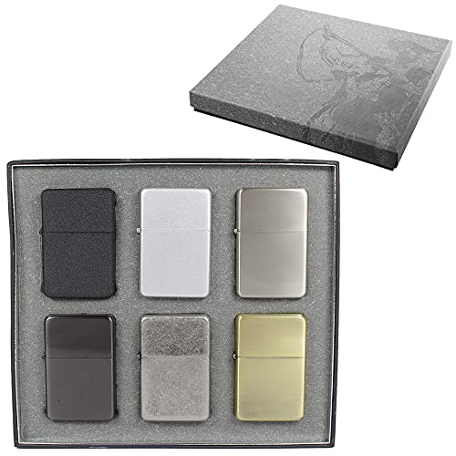Benzinfeuerzeug American Style Classic Serie Benzin Feuerzeug robust Metall Sturmfeuerzeug Geschenk Outdoor Camping Windfest Wetterfest (Alle 6 Farben in Geschenkbox) von Sepilo