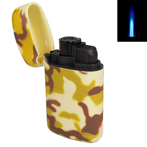 Easy Torch Sturmfeuerzeug Camouflage Feuerzeug Outdoor Rubber Jet Flame Gas Turbofeuerzeug mit Jetflamme (Desert) von Sepilo