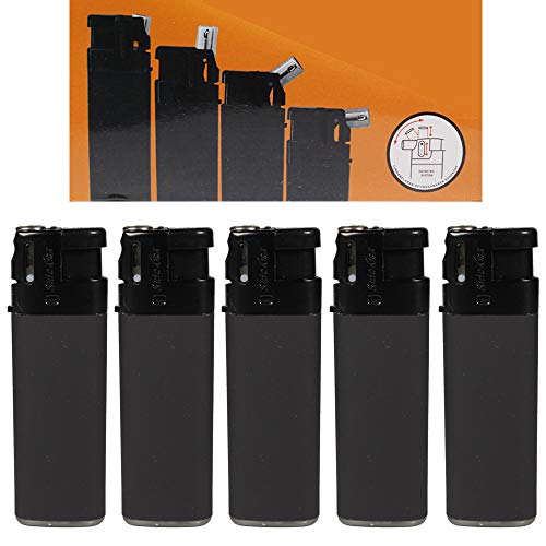 Feuerzeug Modell Sidekick Rubber Black als Normal- oder Pfeifenfeuerzeug 3-Fach verstellbar 0, 45, und 90 Grad seidige Soft Touch Oberfläche (Black Rubber - 5 Feuerzeuge) von Sepilo