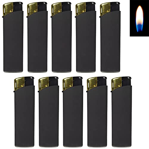 Feuerzeuge schwarz seidige Oberfläche Rubber Matt Slim Line Feuerzeug mit Normalflamme Softflamme wiederbefüllbar Flammenstärke regulierbar (10) von Sepilo