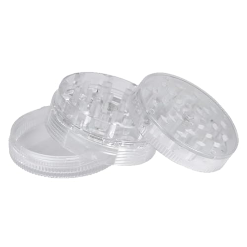 Grinder 5cm Durchmesser aus Kunststoff klar transparent 3-teilig (1x magnetisch, 1x Schraubverschluss) Kräutermühle mit Metallsieb (1) von Sepilo