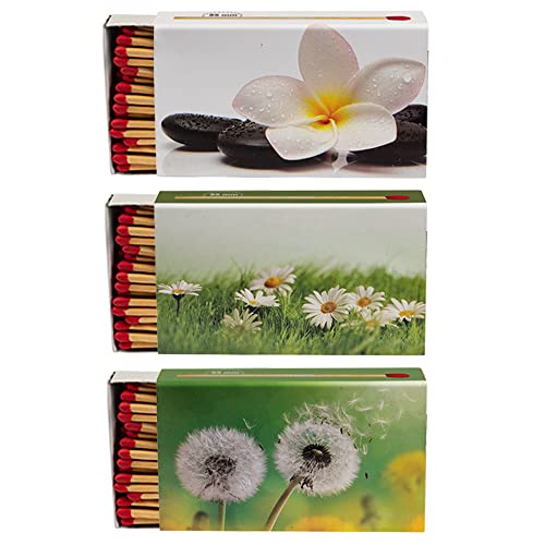 Kaminhölzer Kaminstreichholz Kaminanzünder 95mm stabile Streichhölzer Zigarrenstreichhölzer Zündhölzer für Zigarre Pfeife Kamin Grill Kerze Hölzer Lange Brenndauer - Flora (3 Packungen) von Sepilo